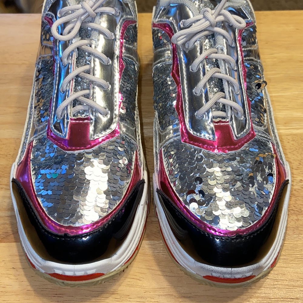 Yoki Tubuler-04 Women's Chunky Trainer Sequin Lace Up Fashion Sneaker